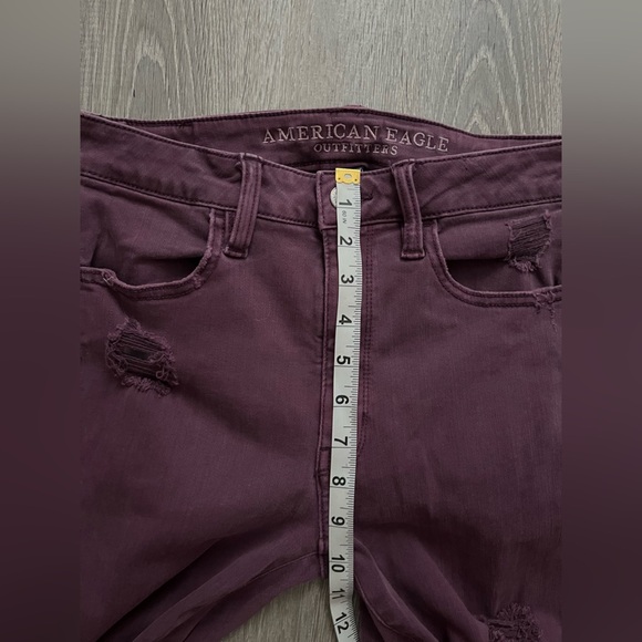 American Eagle Super Hi-Rise Jeggings Distressed Purple Women’s 6 X-Long Stretch - Picture 8 of 11